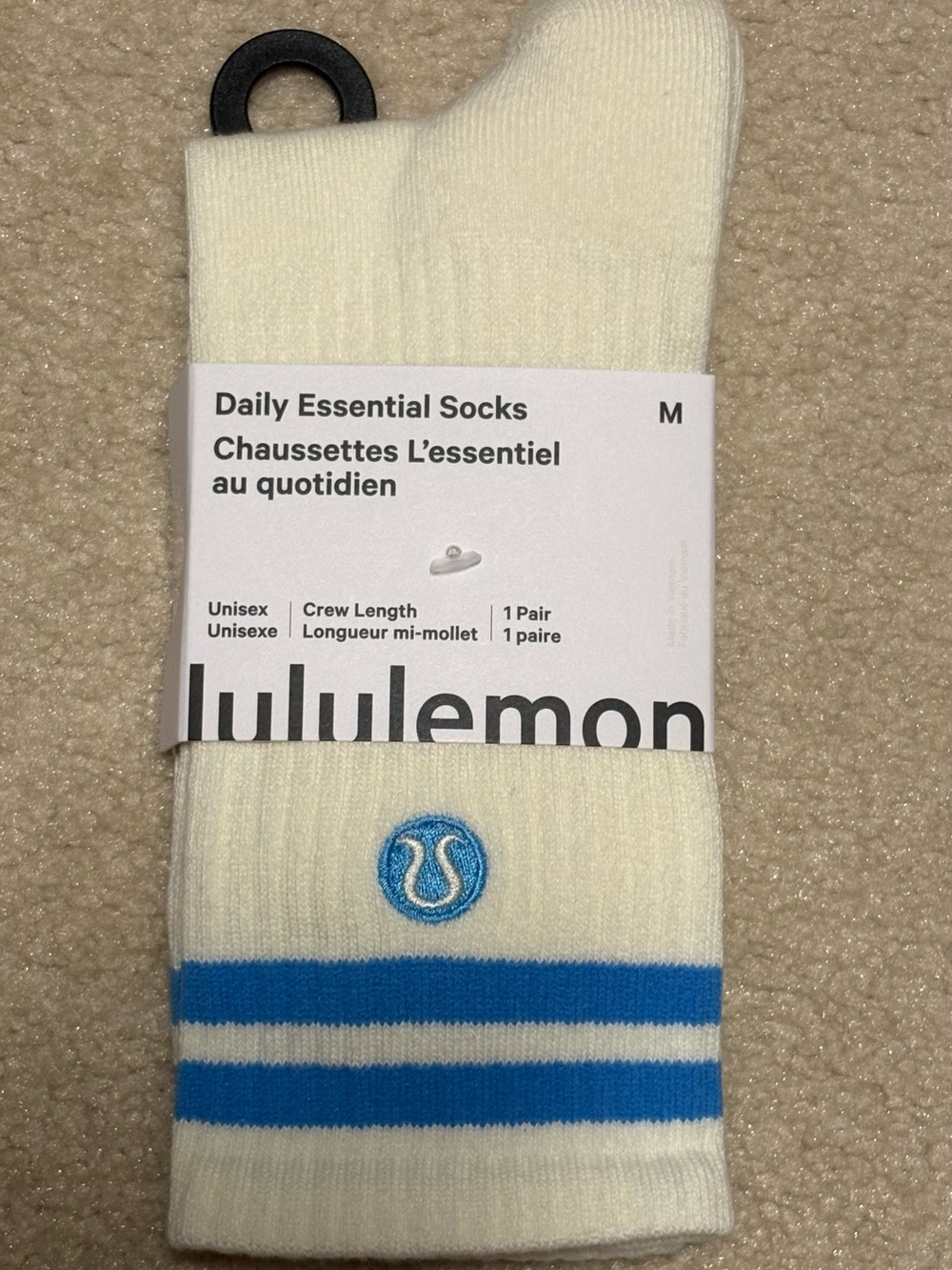 Lululemon Daily Essential Socks Quarter Length Unisex M CABA/ocean wave
